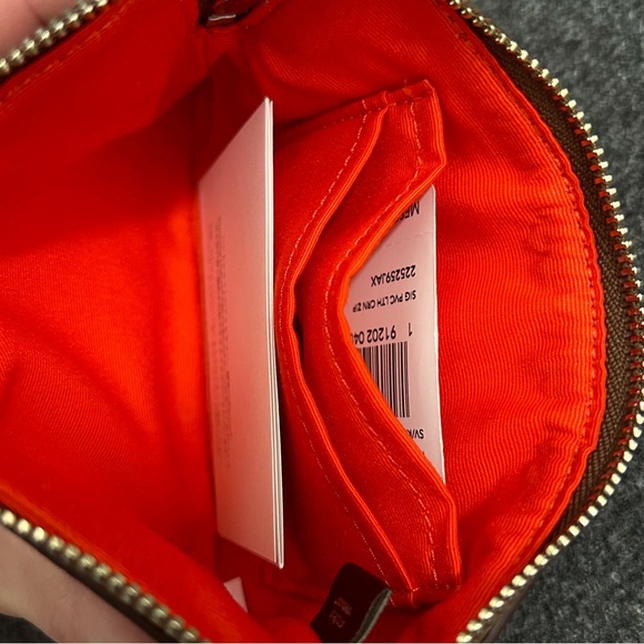 Coach Corner Zip Wristlet in Signature Khaki Orange - Picture 10 of 12